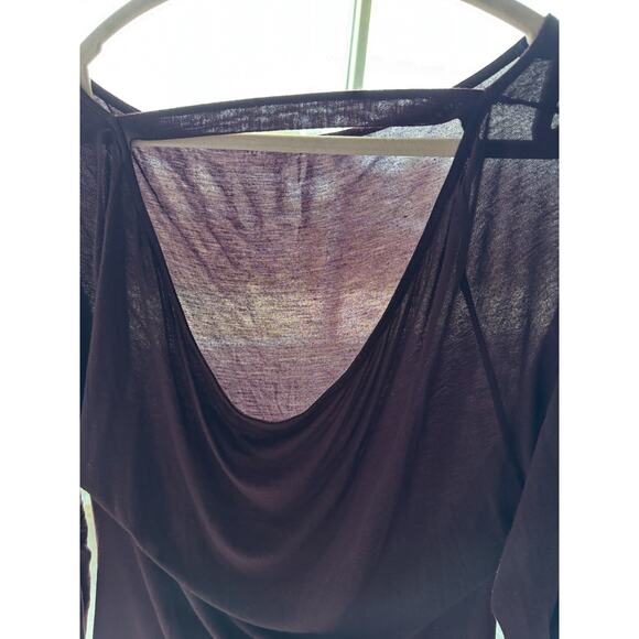 4 for $10 Gap Maroon Yoga V Back Long Top L - Picture 2 of 4